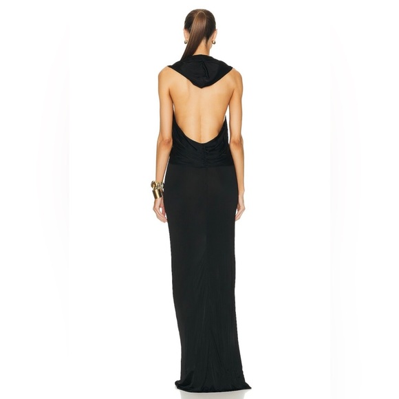 NWT Saint Laurent Hooded Crepe Dress in Noir size 34 / US 2 - Picture 4 of 14